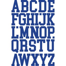 IRON 'EM Blue Iron On Letters for Fabric, Clothing, Custom Tshirt, DIY Craft for Kids, Adults, and Toddlers 2" Felt Letters for Fabric, Heat Transfer Letters. College Sports Jersey Font. 2 Sheets