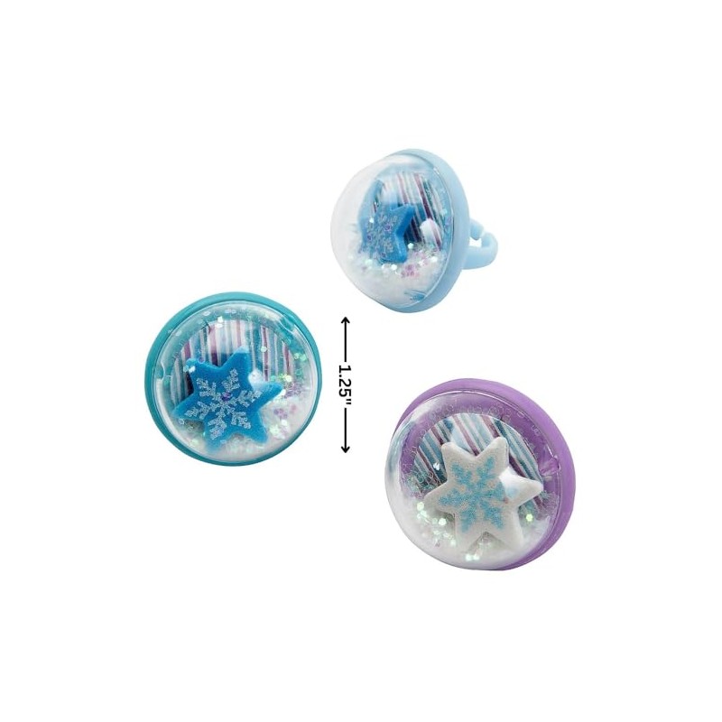 Winter Snow Globe Rings, 12 Pieces