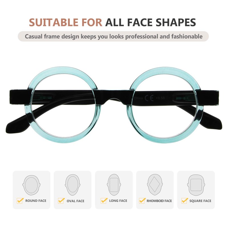 Eyekepper Round Reading Glasses for Women Retro Readers Eyeglasses -