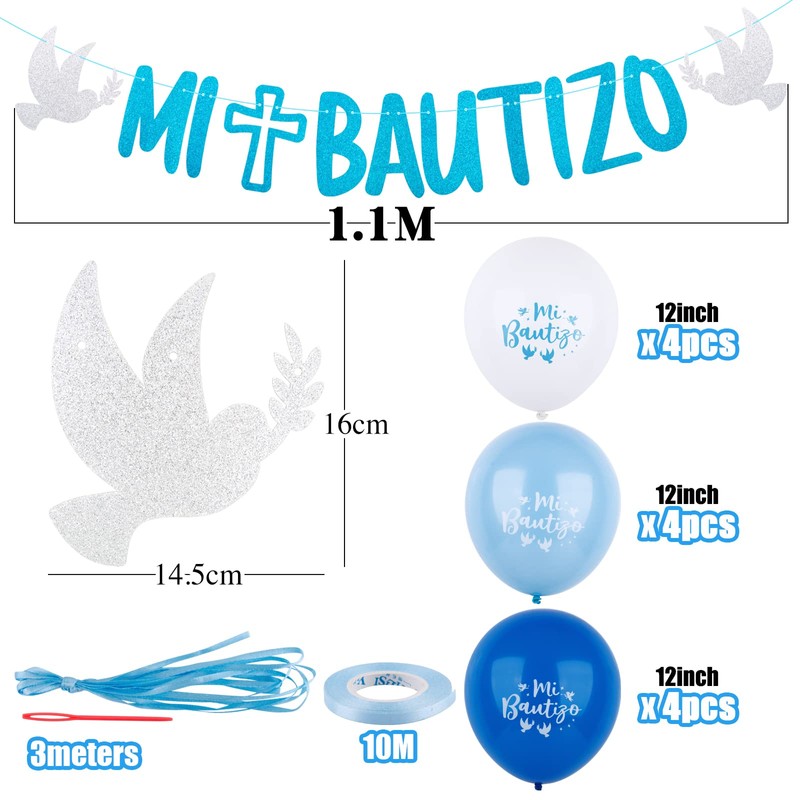Mi Bautizo Garland Decorative Banner Paper (Blue)