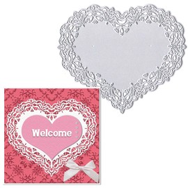 Estivaux Floral Heart Frame Die Cuts for Card Making, Flowers Heart Background Cutting Dies Leaves Flowers Lace Dies Stencils Embossing Template for Scrapbooking DIY Cards Album Crafts Supplies