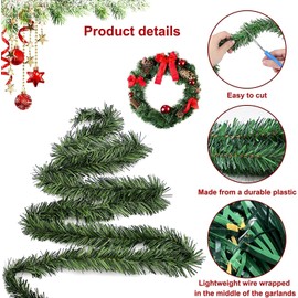 LATERN 32 m Christmas Garland Decoration, Non-Illuminated Artificial Green Pine Garland, Soft Holiday Garland for Outdoor Indoor Christmas Wedding Party Wreaths Decorations (Width 4 cm)