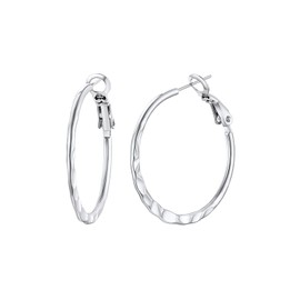 FOCALOOK Hoop Earrings Silver/Gold/Black Women's Stainless Steel Hoop Earrings 30 mm 40 mm 60 mm 80 mm Circle Hoop Earrings Large / Medium Huggie Hoop Earrings, Stainless Steel