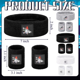 Yearntown 9 Pcs Soccer Sweatband Set Sports Headband Wristband Set 6 Moisture Wicking Athletic Wristband 3 Adjustable Headbands Sweat Absorbing Hairband for Soccer Sports Team Gifts Workout Exercise