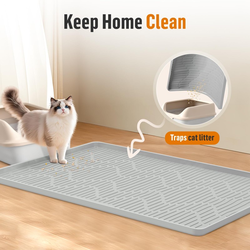 Silicone Cat Litter Box Mat 32"x 22" Extra Large Cat