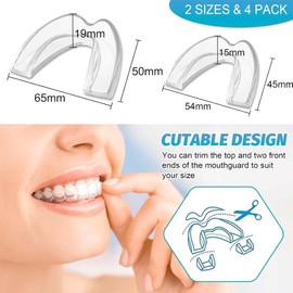 DWFEYOI Pack of 4 Grinding Splint for Night, 2 Sizes Mouth Guard for Teeth Grinding, Bite Splint Against Teeth Grinding, Improves Sleep Quality, Grinding Splint for Night