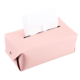 sourcing map Tissue Box Cover with Button Rectangle Tissue Box Holder PU Leather Facial Tissue Paper Dispenser for Tabletop Bathroom Bedroom Kitchen (Pink, 8.7 x 4.7 x 3.1 Inch)