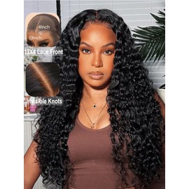 UNICE Bye Bye Knots Wig Water Wave 13X4 Lace Front Pre Everything Wigs Human Hair Drawstring Wig Glueless Human Hair Pre Plucked Pre Cut Bleached Knots 150% Density 16 Inch