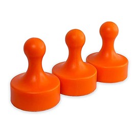 GLASSBOARD STUDIO Powerful Neodymium Magnets, Pawn-Shaped - Strong Fridge/Refrigerator and Whiteboard Magnet, Ideal for Office, Kitchen, Crafts - Rare Earth, Heavy Duty (3, Orange)