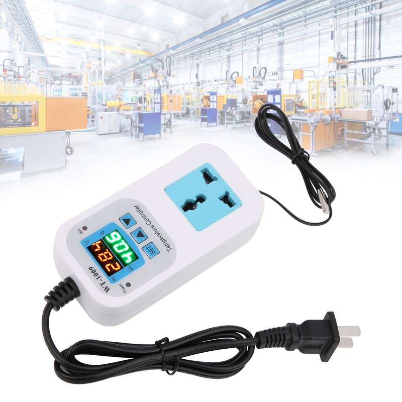 Temperature Controller Digital Dual Display Electronic Control Socket 10A WT‑1009
