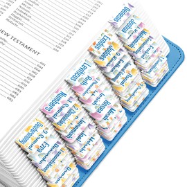 EssexWares – Pastel Petals Flower Bible Tabs for Old and New Testament, 80 Large Print Tabs for Bible Study, Water-Resistant and Durable Bible Index Tabs for Women and Men - 1.7" Wide