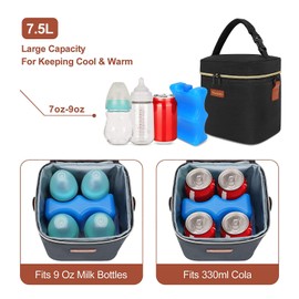 Mancro Mancro Breastmilk Cooler Bag Travel, Fits 4 Baby Bottles Up to 9 Ounce, Baby Bottle Bag with Ice Pack, Insulation Breast Milk Cooler Travel, Black