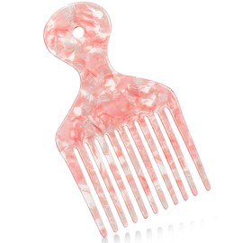 Afro Hair Pick - Wide Tooth Comb for Curls, Detangling & Lifting - 4.8 Inches, Pink