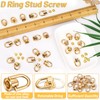 40 Pieces D Rings Rivets for Leather Purse, Gold Ball