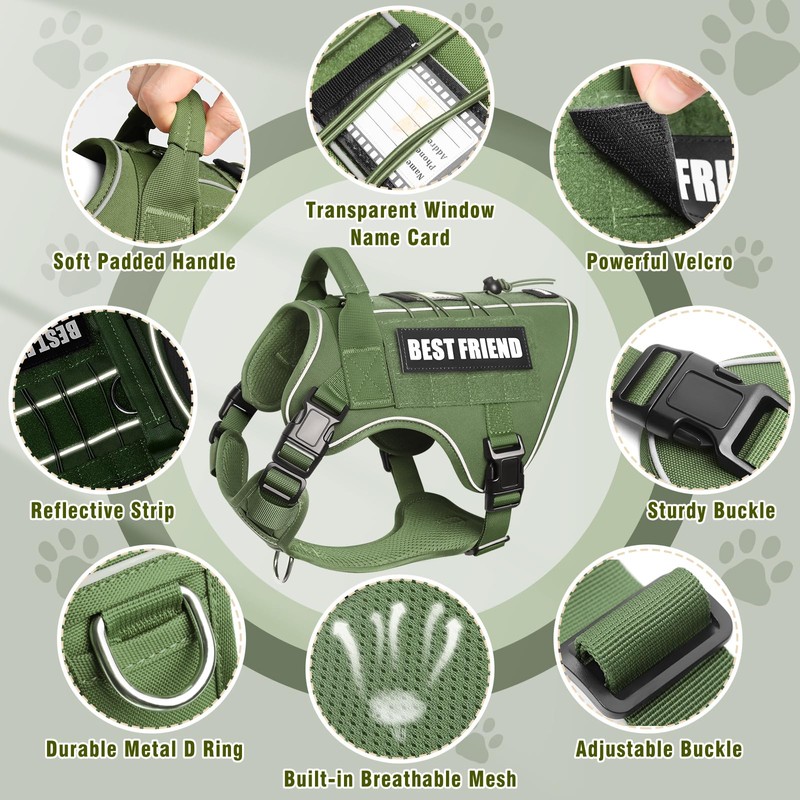MOOGROU Tactical Dog Harness for Large Dogs,No Pull Military Dog