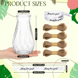 Bokon 6 Packs Small Plastic Bud Vases in Bulk with Gift Wrapping Ribbon, Vases for Flower, Wedding Centerpieces for Home Decor, Living Room, Office Decoration, Housewarming Party Gift (Clear)