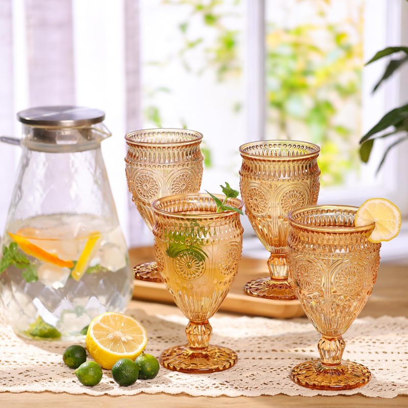 Darlion Wine Goblets, Goblet Glasses, Amber Goblets, Wine Glasses Set