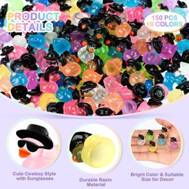 Barydat 300 Pcs Luminous Mini Resin Ducks with Sunglasses Bulk Glow in The Dark Tiny Colorful Cowboy Duck for DIY Fairy Garden Landscape Pot Baby Shower Party