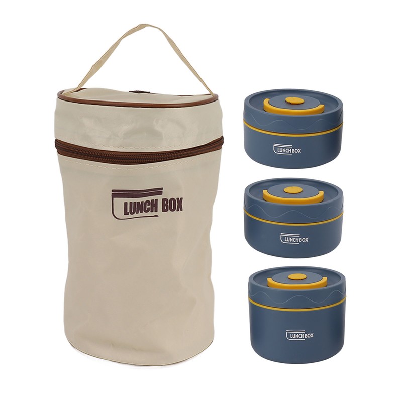 Bento Lunch Box Round with Lid Bag Leakage Proof Stainless