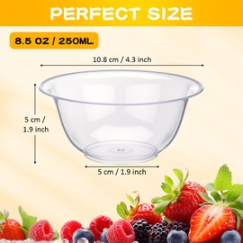 Potchen 100 Packs 8.5 oz Clear Plastic Bowls Disposable Plastic Bowls for Parties Weddings Serving Container for Candy, Soup, Dessert, Salsa, Ice Cream, Popcorn, Chip