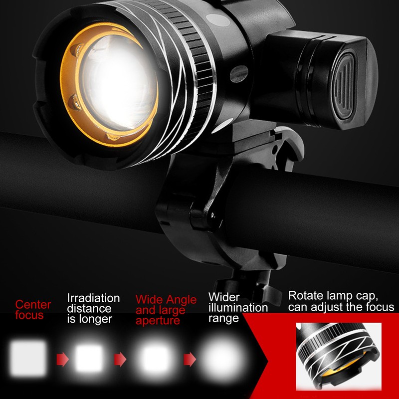 T6 Spotlight LED Headlamp Electric Scooter Holder Front Light With