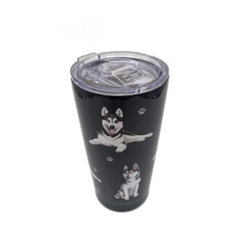 PETBELLA Siberian Husky Insulated Tumbler with Lid 16 oz Stainless Steel Vacuum Insulated Double Wall Travel Thermos Tumbler Dog Breed Design Thermos Mug with Splash Proof Lid