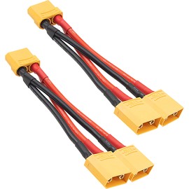 2Pcs HIRCQOO XT90 Plug 12AWG Soft Silicone Parallel 3.93" Y Splitter Harness Cable Adapter 1Female to 2 Male for RC Car Truck Boat Quadcopter Airplanes Lipo Battery