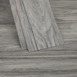 Peel and Stick Floor Tile, INMOZATA 36 Pack 54 Sq.Ft Waterproof Vinyl Flooring Wood Grain Look Floor Tiles Sticker for Bedroom, Living Room, Kitchen, RV, Office (Mist Gray)