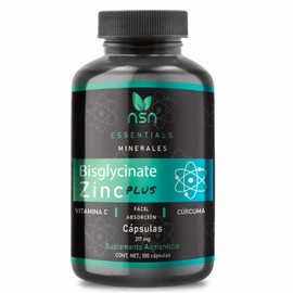 Bisglicinato de Zinc | Mayor absorción | con Cúrcuma y vitamina C | 100 Cápsulas