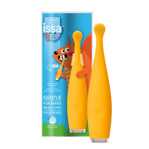 FOREO ISSA Baby Gentle Sonic Toothbrush for Babies Aged 0 to 4, Sunflower Yellow