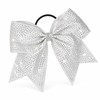 White Cheer Bow, Glitter Shimmer Shiny Rhinestones Cheerleading Hair Bow