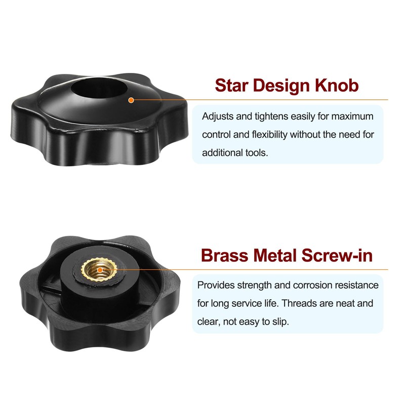 HARFINGTON 4pcs Star Knobs M5 Female Thread 32mm Head Plastic