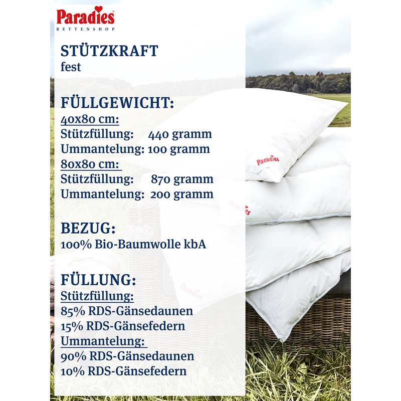 PARADIES Three-Chamber Pillow 40 x 80 cm - 100 g
