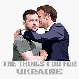 Ukrainian President Volodymyr Zelensky France Macron Bumper Sticker Vinyl Decal 5"