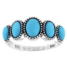 JTV Sleeping Beauty Turquoise Rhodium Over Sterling Silver Ring for Women (8)