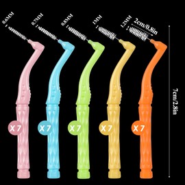35pcs 5 Color Floss Brush Braces Toothbrush L-Shaped Interdental Brushes Between Teeth,Soft Bristled Dental Picks for Dental Plaque Removal Health