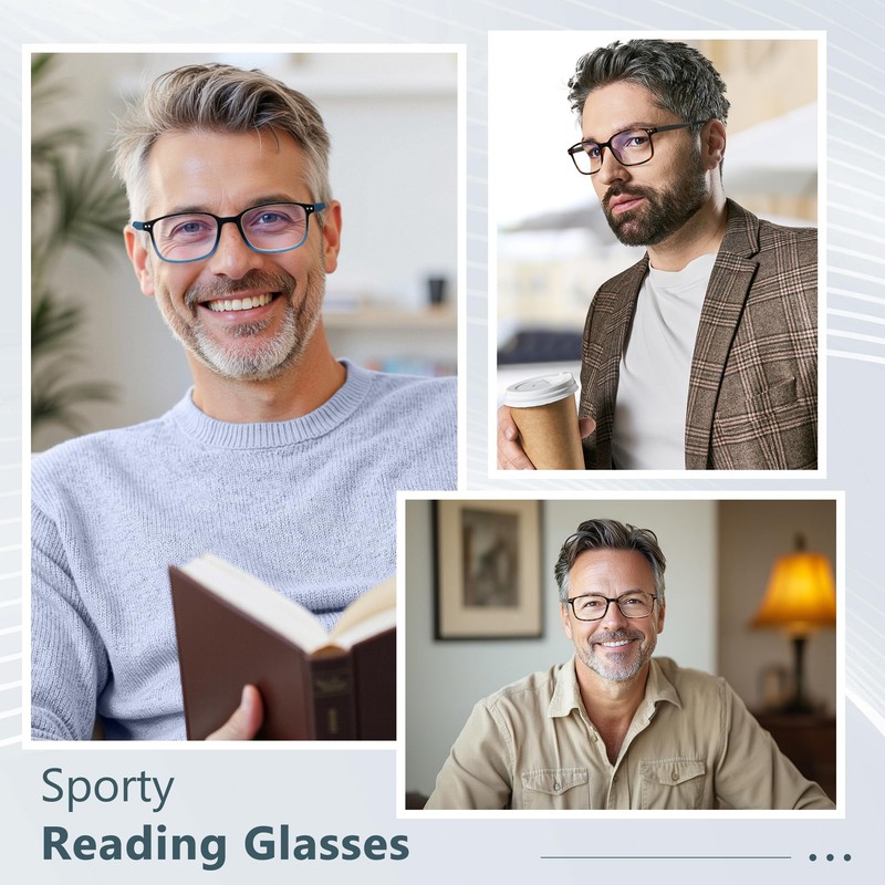 EASY READ 2 Pack TR90 Reading Glasses for Men,Sporty Rectangular