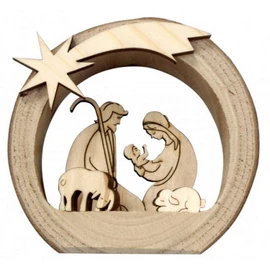 Mini-Crib: Grotto Wood with Holy Family and Animals