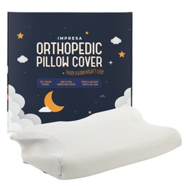 Impresa Orthopedic Pillow Case Cover with Zipper Fits Sutera Pillow for Neck Pain - Soft, Breathable Bamboo Viscose Fabric - Replacement Contour Pillow Case (Grey)