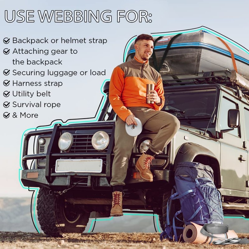 TECEUM 1.5 Inch Webbing – Charcoal – 10 Yards –