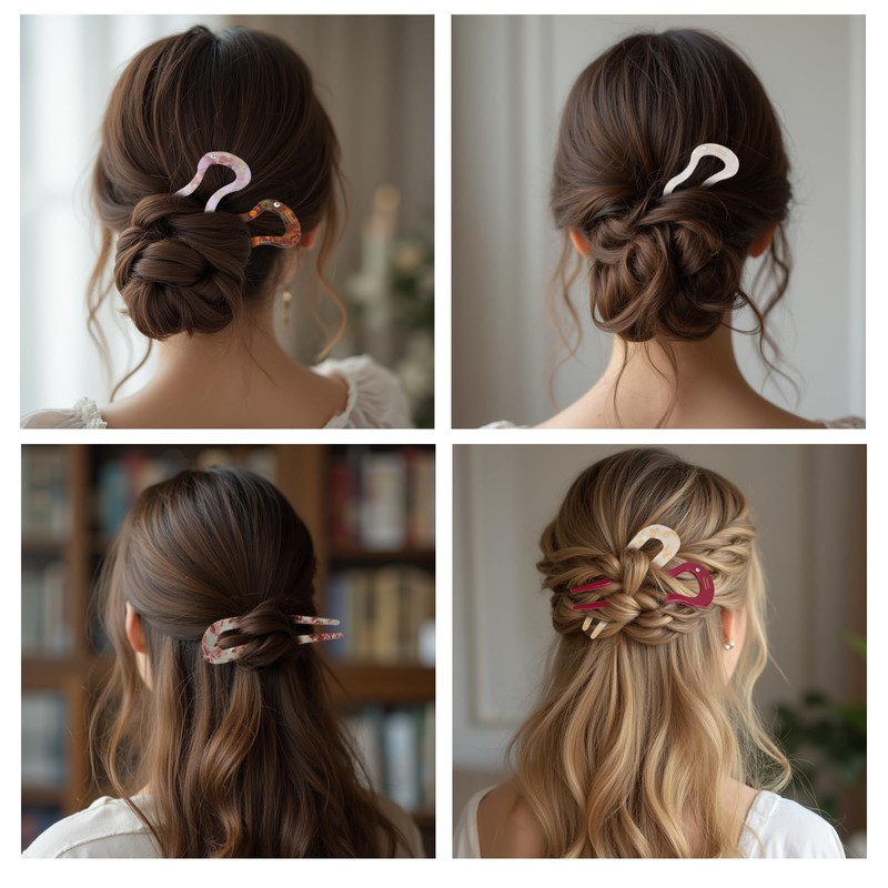 FHUIEWRY French Hair Pins, 9PCS Hair Fork French Pins U