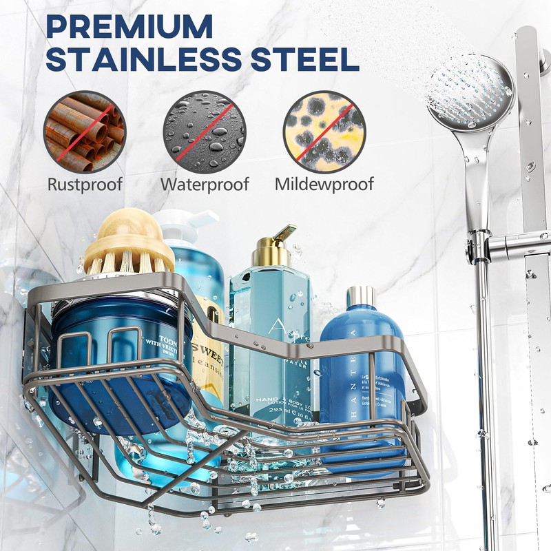 MAXIFFE Shower Caddy, 3-Pack Shower Organizer with Soap Holder, Corner