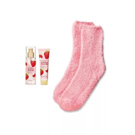 Bodycology Strawberry Cheesecake Warm and Cozy Sock Set, 3 Pieces