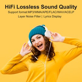 MP3 Player with Bluetooth 5.3-64GB Portable Music Player with 2.4" Full Touch Screen, MP3 Player with HD Speaker, FM Radio, Video, Voice Recorder, HiFi Sound Shuffle Music Player Support up 128GB