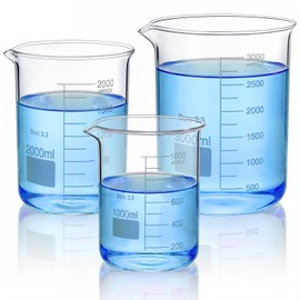 Relaxweex 3 Pcs Glass Beakers Set 3 Size 1000/2000 /3000 ml Borosilicate Beaker Lab Griffin Low Form Beaker Measuring Cup with Scale Graduation for Laboratory School Classroom Scientific Chemistry