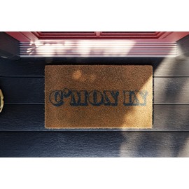 C'mon In Natural Welcome Coir Doormat Anti-Slip Rubber Back | 17" x 29" Perfect for Outdoors | Low Maintenance Welcome Mat | Simple and Fun Door Mat