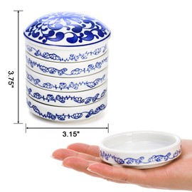 Yesland Ceramic Paint Palette, 5 Layers Stackable Mixing Trays Set, Round Porcelain Watercolor Palettes Sauce Dishes with Lid for Artist Gouache Pigment Chinese Watercolor Ink Mixing