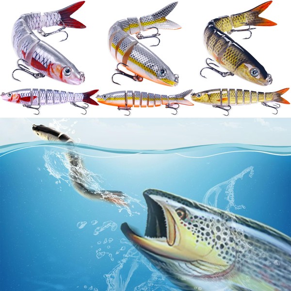 ZHIGOU Fishing Lures Realistic Multi-Jointed Swimbait for Freshwater and Saltwater,