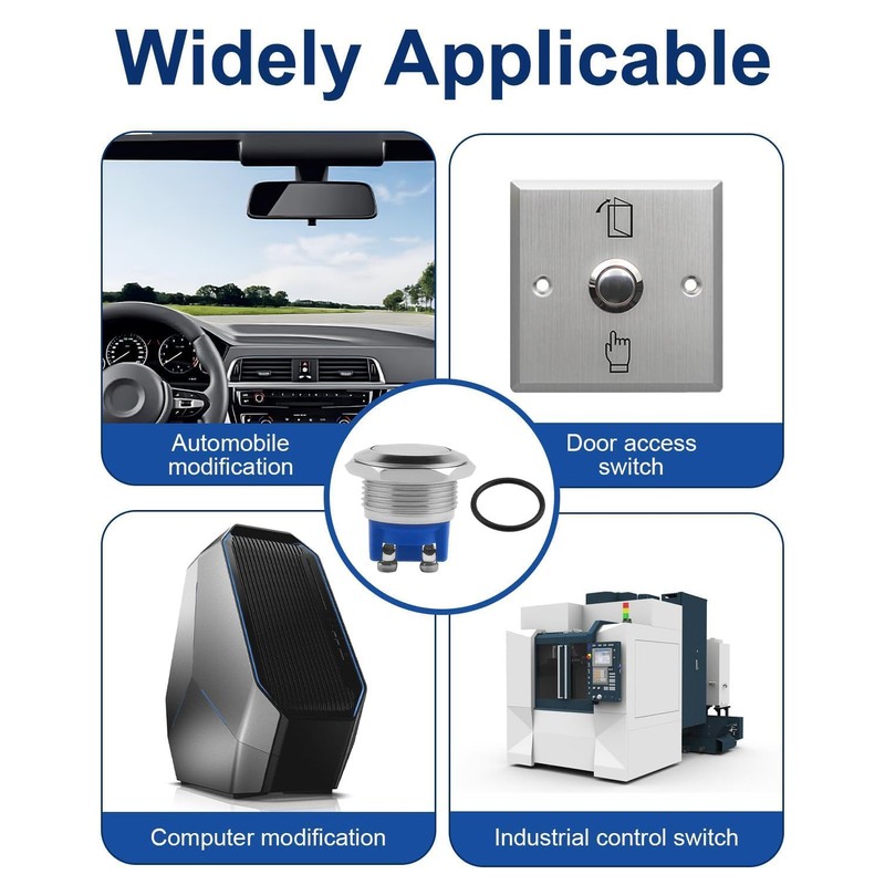 3 pieces 19 mm stainless steel flat head button, IP65