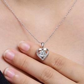 boya Heart Pendant Necklace Gifts for Wife, Engraved I LOVE YOU Necklace for women,2 carat Moissanite D Color (VVS1),Anniversary Eternity Jewelry Gift for Wife, Birthday Christmas Gifts for Women